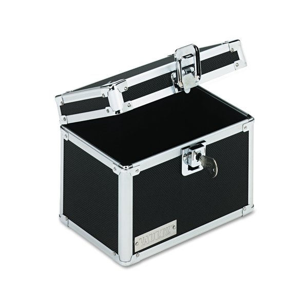 Vaultz Locking Index Card File with Flip Top, Holds 450 4 x 6 Cards, 7 x 5 x 5, Black VZ01171